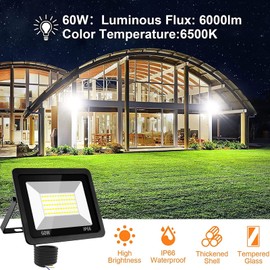 LED Flood Light Outdoor, 60W Super Bright IP66 Waterproof Exterior Security Light, 6500K Daylight White Outdoor Floodlights for Yard, Garden, Stadium, Backyard, Garage