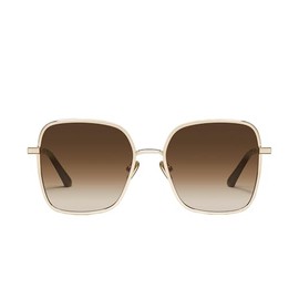 Quay - Women's Sunglasses, Square Lenses with UV Protection, Oversized Sunglasses (5th Ave, Gold/Brown)