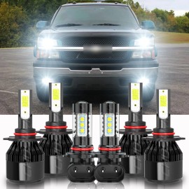 CHUSYYRAY For Chevy Avalanche 2002 2003 2004 2005 6x LED Headlights Hi/Lo beam Fog Lights