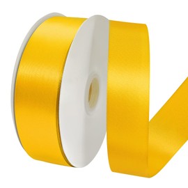 Lrybbon Double Face Yellow Satin Ribbon 1-1/2 Inch x 100 Yards Solid Fabric Ribbon for Gift Wrapping Craft Flower Bouquet Hair Bows Making Wedding Party Decoration Sewing Projects Valentine's Day