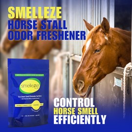 SMELLEZE Natural Horse Stall Refresher & Odor Eliminator: 2 lb. Granules. Rids Urine & Stool Smell. Keeps Stall Drier. Unscented & Safe