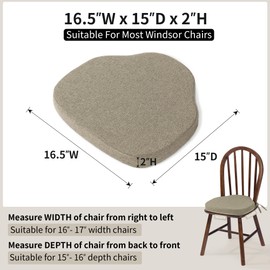 Tromlycs Chair Cushions for Dining Chairs Windsor Chair Cushions Pads Kitchen Seat Room Set of 4 Indoor Non Slip with Ties 16.5 x 15 Inch, Taupe