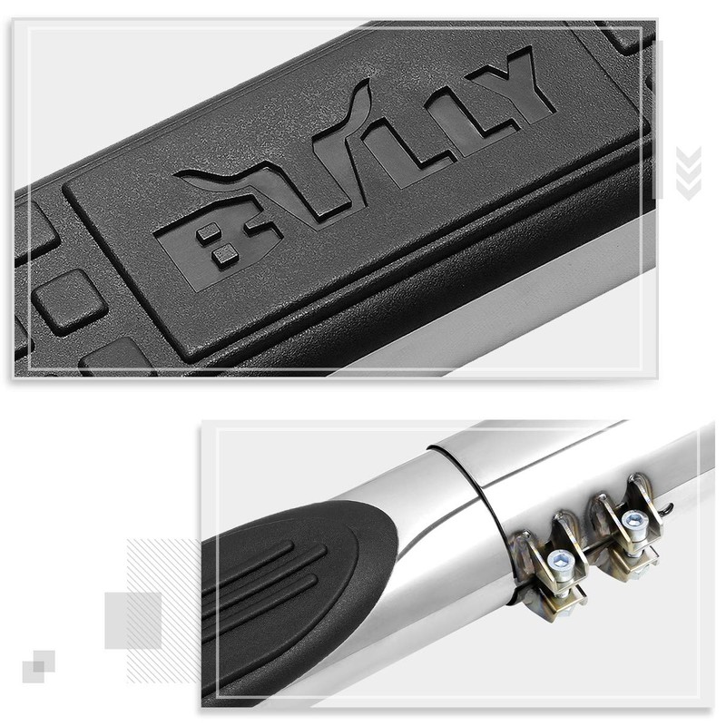 (2Pcs) 3 Inch Chrome Stainless Round Nerf Step Bars Side