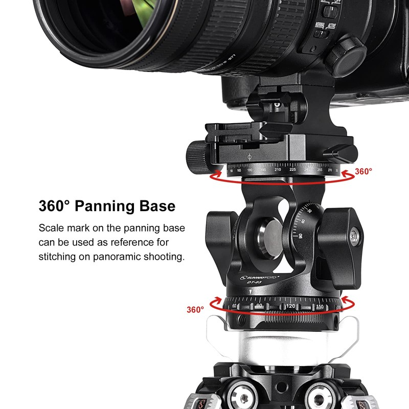 SUNWAYFOTO DT-03R Two-Way Tilting Head for Monopod and Tripod with