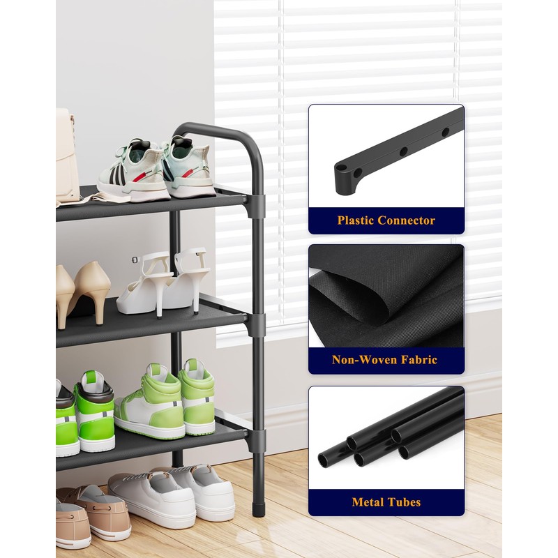 Kitsure Extra-Long Shoe Rack for Closet, Shoe Organizer for Front