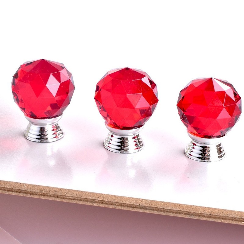 ANJUU 12 Pcs 30mm Round Shape Crystal Glass Cabinet Knobs