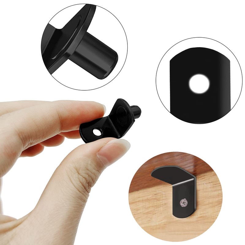 Cerpourt Shelf Support Pegs, 40 Pcs L-Shaped Black Steel Cabinet