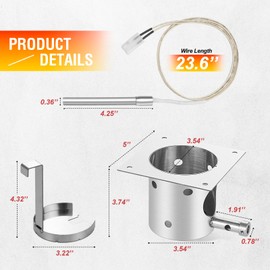 Fire Burn Pot and Hot Rod Ignitor Replacement Parts for Traeger and Pit Boss, Fire Burn Pot Kit for Z Grills, Stainless Steel Fire Pot with Hot Rod Screws, Fire Burner Pot with Screws and Fuse