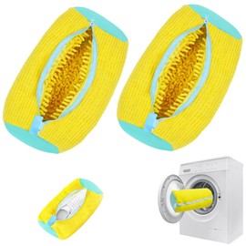 BCCSNNM 2 Pcs Shoe Washing Machine Bag,Laundry Shoe Bag for Washer and Dryer,Shoe Cleaning Bag,Reusable Sneaker Shoe Bag,Shoe Washer Machine Bag(Yellow)