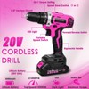 ThinkLearn Tool Kit with 20V Cordless Drill(265in-lbs), Pink Drill Set