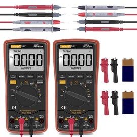 Auto Ranging Digital Multimeter TRMS 6000 with Battery Alligator Clips Test Leads AC/DC Voltage/Account,Voltage Alert, Amp/Ohm/Volt Multi Tester/Diode (Orange 8pcs)