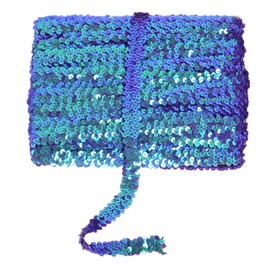 Elastic Sequin Trim, 0.75 Inch 2 Row Flat Glitter Paillette Sequin Ribbon, Metallic Stretch Sequin Strip DIY Crafts Party Decorations, 25 Yards, Purple