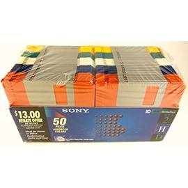 50 Pack Sony Floppy Disk Diskettes 3.5" MFD-2HD Assorted Colors IBM Formatted
