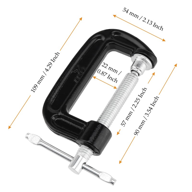 MUKCHAP 15PCS 2 Inch G Clamp, Black Metal C Clamps,