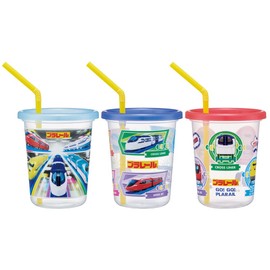 Skater SIH3ST-A Tumbler with Straw, 3 Pieces, 11.8 fl oz (320 ml), Plarail, 23, Made in Japan