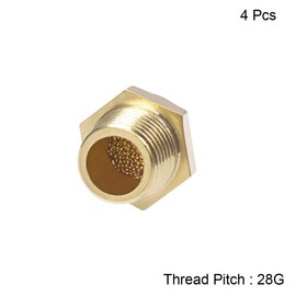 sourcing map 1/8 PT Sinter Bronze Exhaust Silencer with Brass Housing DE de Pack of 4