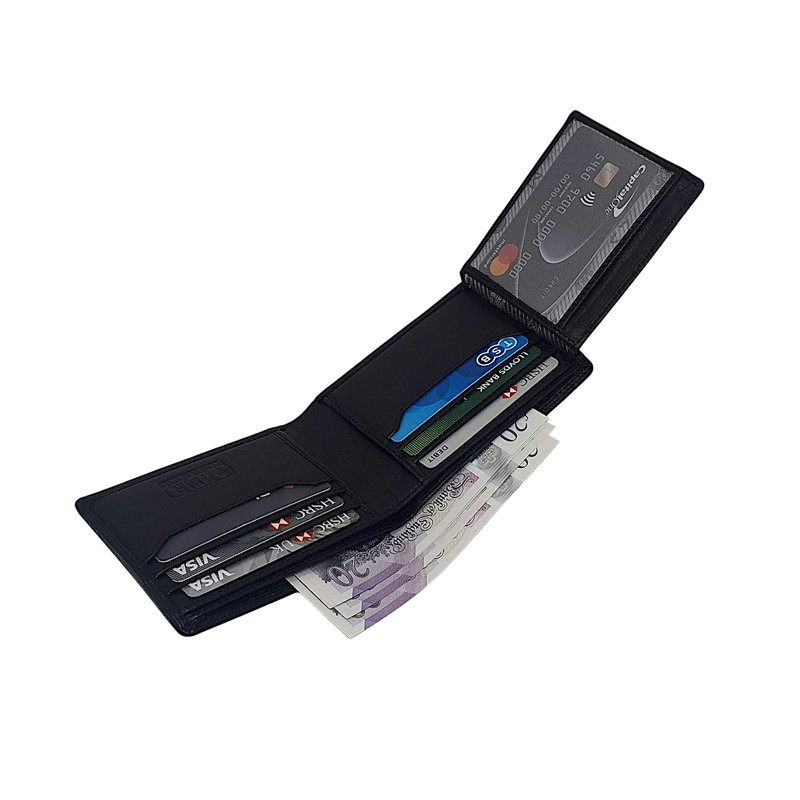 MORUCHA Black Tap-&-Go RFID Wallet, Soft Cowhide Leather Passcase Wallets,