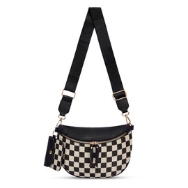 idoltimes Checkered Crossbody Bag,Bum Bags for Women Crossbody,Spacious Sling Bag Purse Fanny Packs with Shoulder Strap