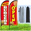 Buryeah 2 Sets Burgers Open Feather Flag for Business Advertising