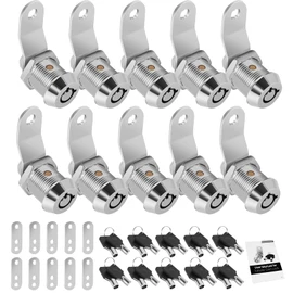10 Pack Tool Box Lock with Keys, 5/8" Cabinet Lock Cam Lock Keyed Alike, Toolbox Lock Replacement Lock for Mailbox RV Storage Door with Manual, Zinc Alloy (10Pack，5/8 Inch)