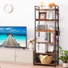 HCHQHS Adjustable 6 Tier Open Bookcase, Rustic Farmhouse Book Shelves,