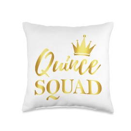 Funny Latina Quince Shirts and Gifts Funny Latina Quince Squad Throw Pillow, 16x16, Multicolor