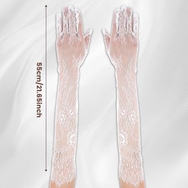 HaiFafafaing Lace Gloves Women White Long Elbow Length Mesh Sheer Opera Gloves Tea Party Wedding Bridal Party Cosplay White