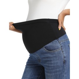 Foucome Women's Maternity Jeans Stretchy High Waist Pregnancy Boyfriend Denim Pants Dark Blue M