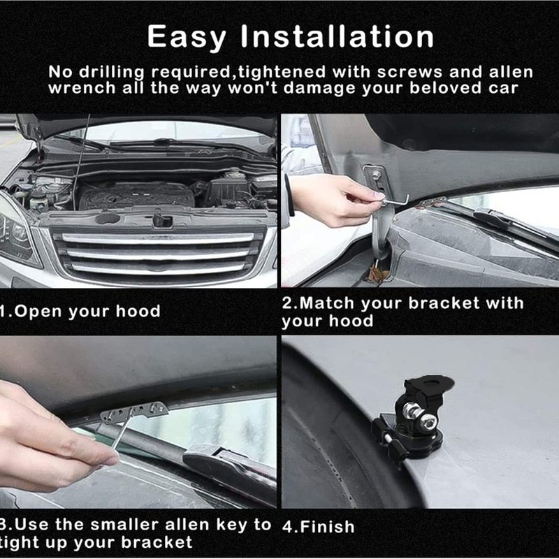 LED Light Bar Mounting Bracket, 2PCS Universal Adjustable Engine Hood