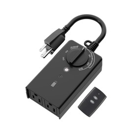 BN-LINK Outdoor Light Timer Waterproof 15A, 24-Hour Plug in Light Sensor Countdown Timer (2, 4, 6 or 8 Hours Mode), 100ft Range Remote Control with 2 Grounded Outlets for Home and Garden, ETL Listed