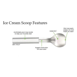 Rada Cutlery Ice Cream Scoop Stainless Steel with Brushed Aluminum Made in The USA, 9-1/4 Inches, Silver Handle