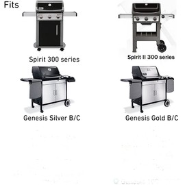 MONIBAQ Cast Iron Grill Grates for Weber Spirit 300 E-310 S-310 Series, for Weber Genesis Silver B/C Gold B/C, 17.5 x 11.9 inch Cooking Grids for Weber Spirit 3 Burners Series Grills(Set of 2)
