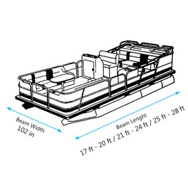 iCOVER Trailerable Pontoon Boat Cover, Fits 25 to 28ft Long & Beam Width up to 102in Pontoon Boat with Storage Bag, Heavy-Duty Waterproof Stormproof, Fade-Resistant Polyester, Black