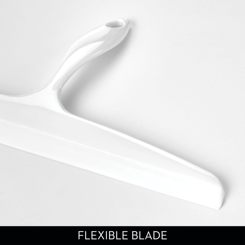 iDesign Bathroom Plastic Shower Squeegee with Wall Hook - White