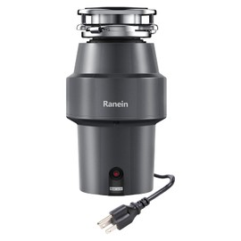 Ranein 1/2 HP Garbage Disposal with Power Cord, Quiet Stainless Steel Grind, Kitchen sink Food Waste Disposer Continuous Feed, DeepCut