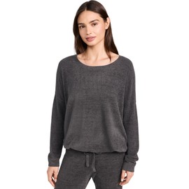 Barefoot Dreams CozyChic Ultra Lite Slouchy Pullover for Women, Ultra Soft Long Sleeve, Crew Neck, Carbon Pullover