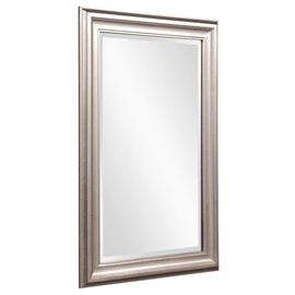 Howard Elliott George Rectangular Wood Framed Wall Vanity Mirror, Bright Silver, 53048
