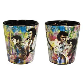 Elvis Shot Glass Colorful Collage