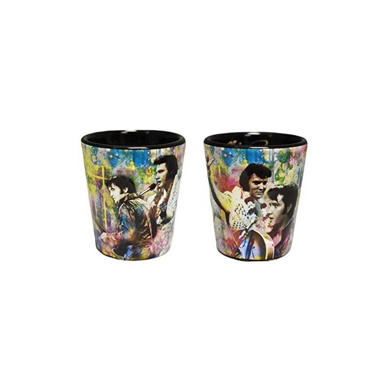 Elvis Shot Glass Colorful Collage