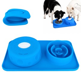DTDBBFU 2-in-1 Dog Licking Bowl with Rolling Ball & Puzzle Slow Feeder Bowl