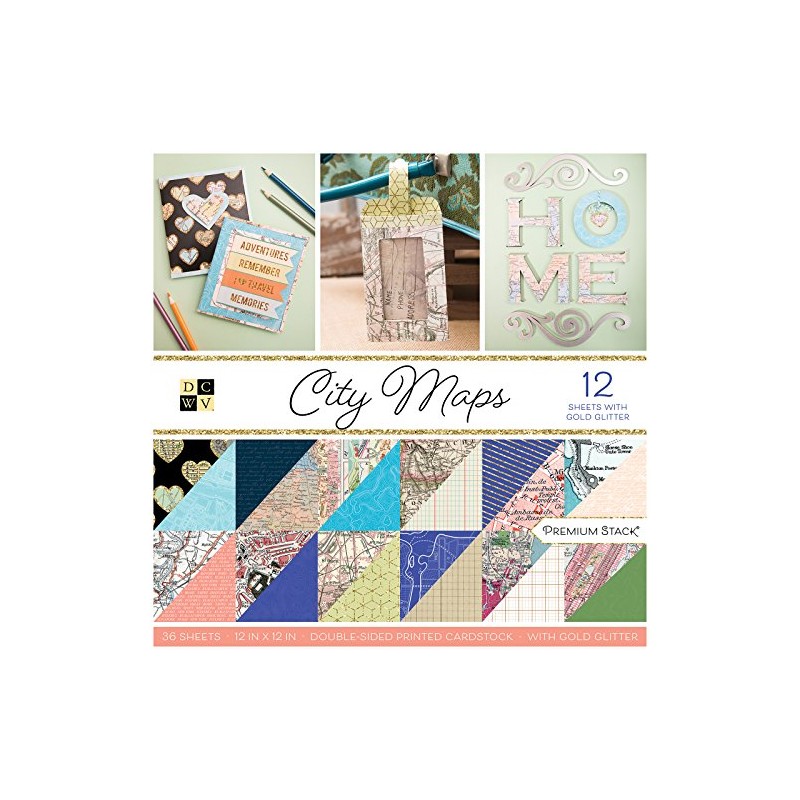 DCWV PS-002-00025 City Maps Paper Stack, Multicolor