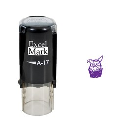 Easter Rubber Stamp - Easter Basket Stamp - Purple Ink