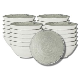 Creations Melamine Small Dip Snack Bowls, Steelite Heavy Duty Unbreakable Commercial Foodservice Restaurant Grade, Pompeii Stone 3.8" Round, 5 Oz, Uneven Rim Crazed Textured, Set of 24, Cream