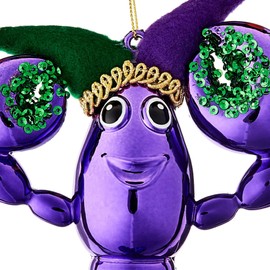 Mardi Gras Purple Jester hat Crawfish Ornament, 6.3 in Christmas Crab Lobster Boil Cajun Party NOLA, New Orleans Christmas Holiday Bourbon st Garland Wreath Decoration