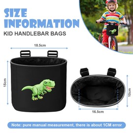 Adiwo Bike Basket Kids, Boys Bike Basket Waterproof Bicycle Front Basket, Detachable Bike Handlebar Basket, 210D Oxford Cloth Basket Carrier Bag with Cartoon Pattern, Bike Accessories For Girls Boy