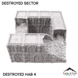 Tabletop Terrain Destroyed Sector 8mm Scale Building Pack - 6mm Tabletop Wargaming - Destroyed Hab 4