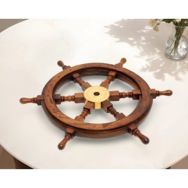 Homeroots 2" Wood Brown Metal Hand Painted Figurine Tabletop Sculpture