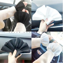Korean Literary Style Pure Cashmere Bell Sleeve Arm Warmers for Women Black Gloves, One Size 10ea