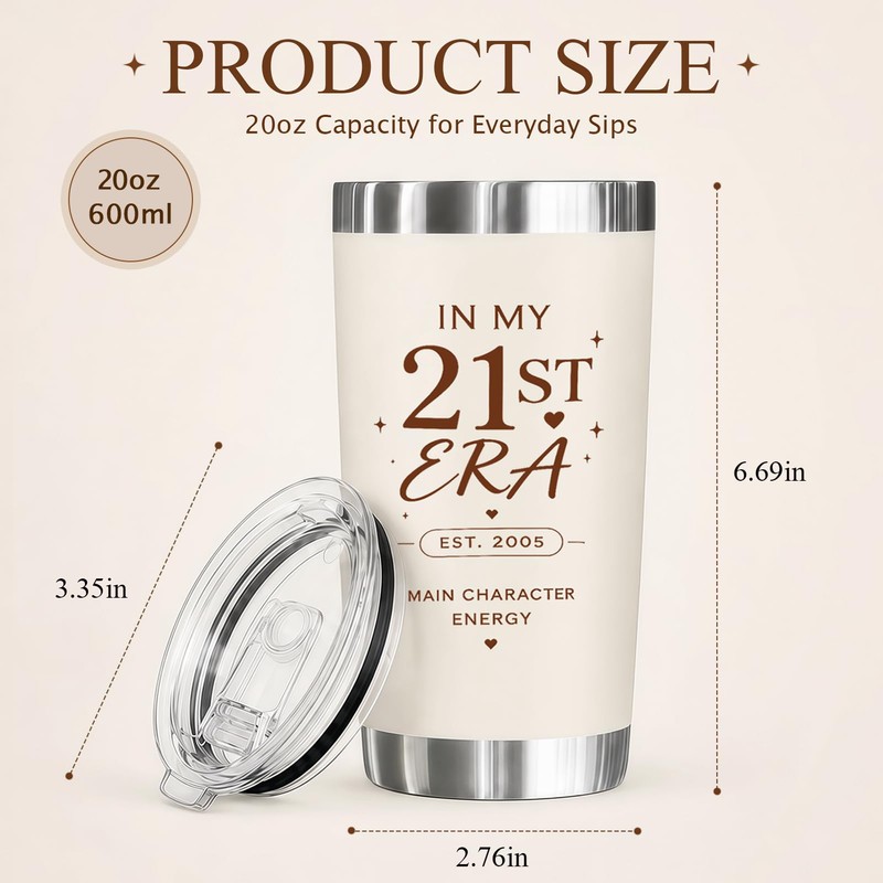 Dxqrswuo 21st Birthday Gift for Her, 21st Birthday Tumbler with