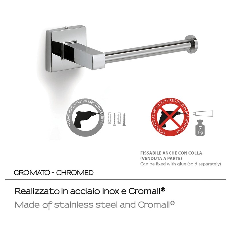 Gedy Olimpo Toilet Roll Holder, Stainless Steel, Chrome, 15.2 x